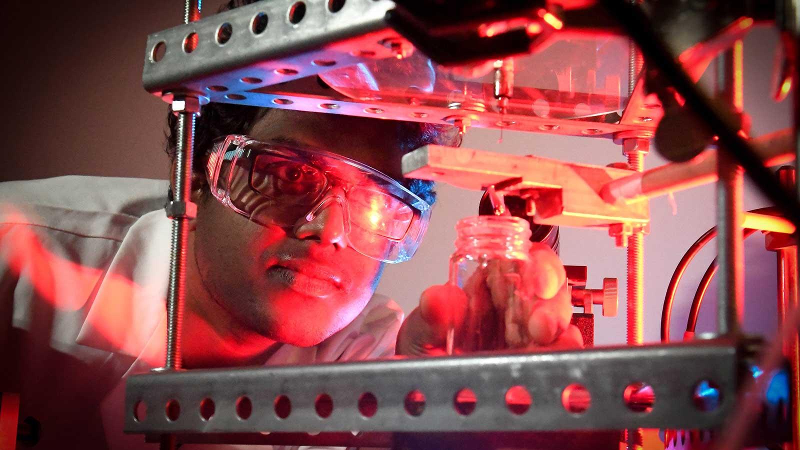 Student working in a lab